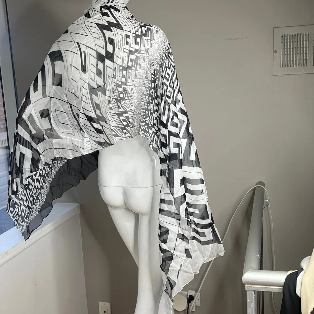 Givenchy 60” x 27” Silk Sheer Logo Shawl Scarf - New in Packaging
